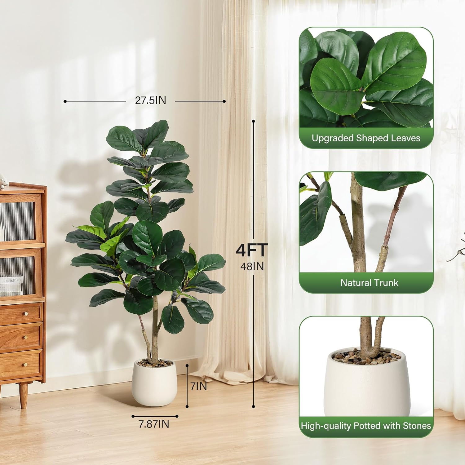 Árbol Artificial de Ficus Lyra - Ficus Lyrata Tree reseña y precio